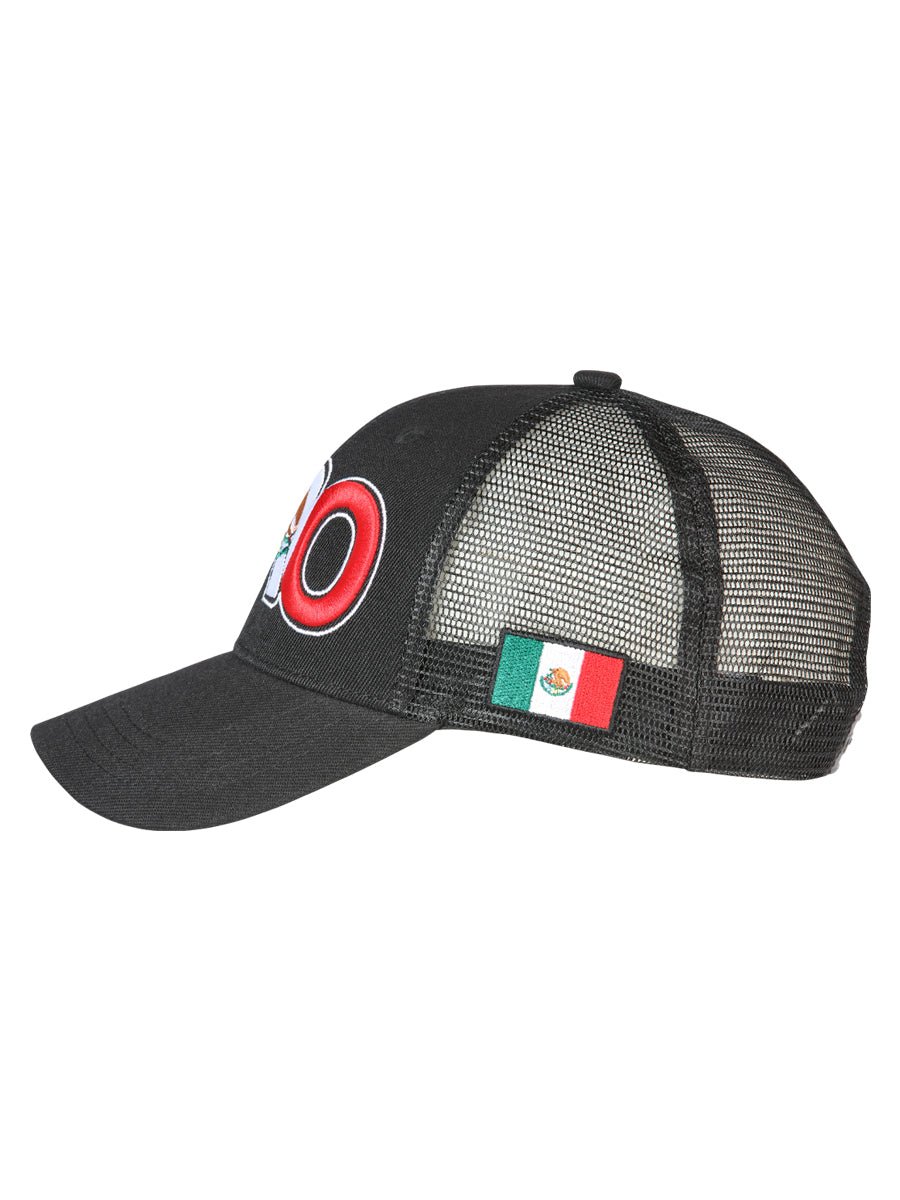Guerrero Black Embroidered Polyester Snap Back Cap 'El General' 44792 - BELLEZA'S - Guerrero Black Embroidered Polyester Snap Back Cap 'El General' 44792 - Caps - 04479201