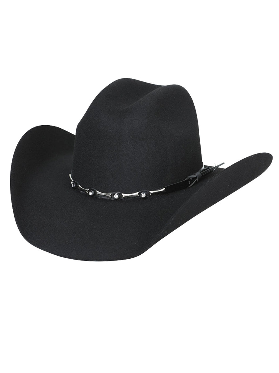 Men's 50X Wool Felt Last Bull Cowboy Hat 'El General' Black 23075 - BELLEZA'S - Men's 50X Wool Felt Last Bull Cowboy Hat 'El General' Black 23075 - Men's Cowboy Hats - 02307501