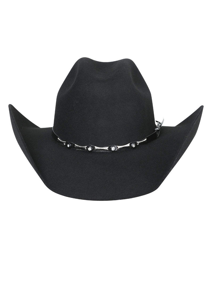 Men's 50X Wool Felt Last Bull Cowboy Hat 'El General' Black 23075 - BELLEZA'S - Men's 50X Wool Felt Last Bull Cowboy Hat 'El General' Black 23075 - Men's Cowboy Hats - 02307501