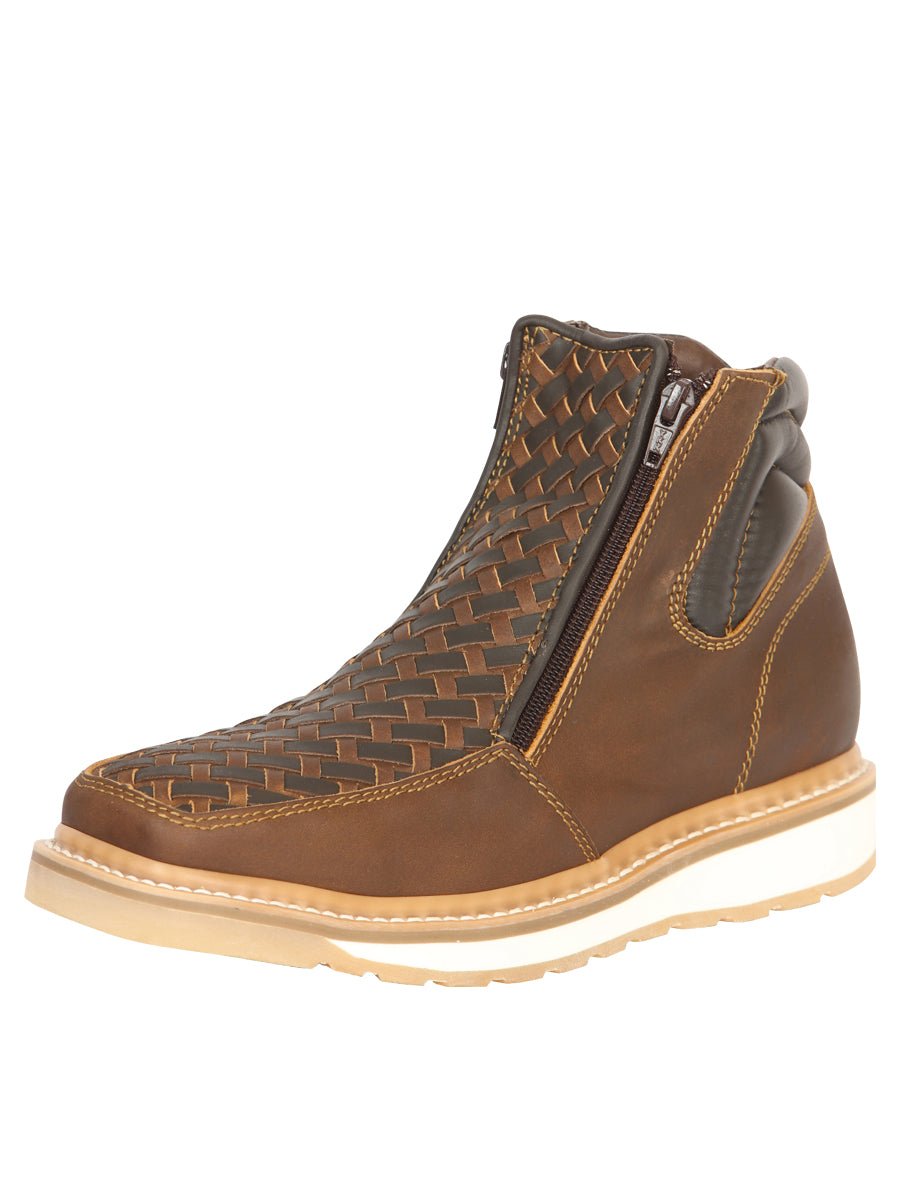 Men’s Ankle Boots With Zipper Petatillo Fabric Crazy/Graso Tan/Moka 'El General' 45360 - BELLEZA'S - Men’s Ankle Boots With Zipper Petatillo Fabric Crazy/Graso Tan/Moka 'El General' 45360 - Men's Ankle Boots - 04536001