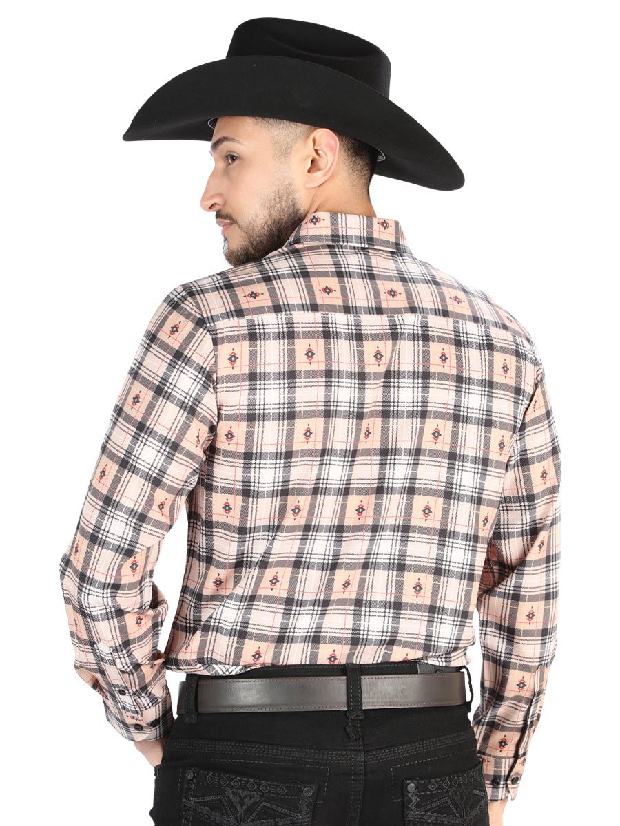Men's Beige/Black Printed Long Sleeve Western Shirt 'El Señor de los Cielos' 44698 - BELLEZA'S - Men's Beige/Black Printed Long Sleeve Western Shirt 'El Señor de los Cielos' 44698 - Men's Shirt - 04469801