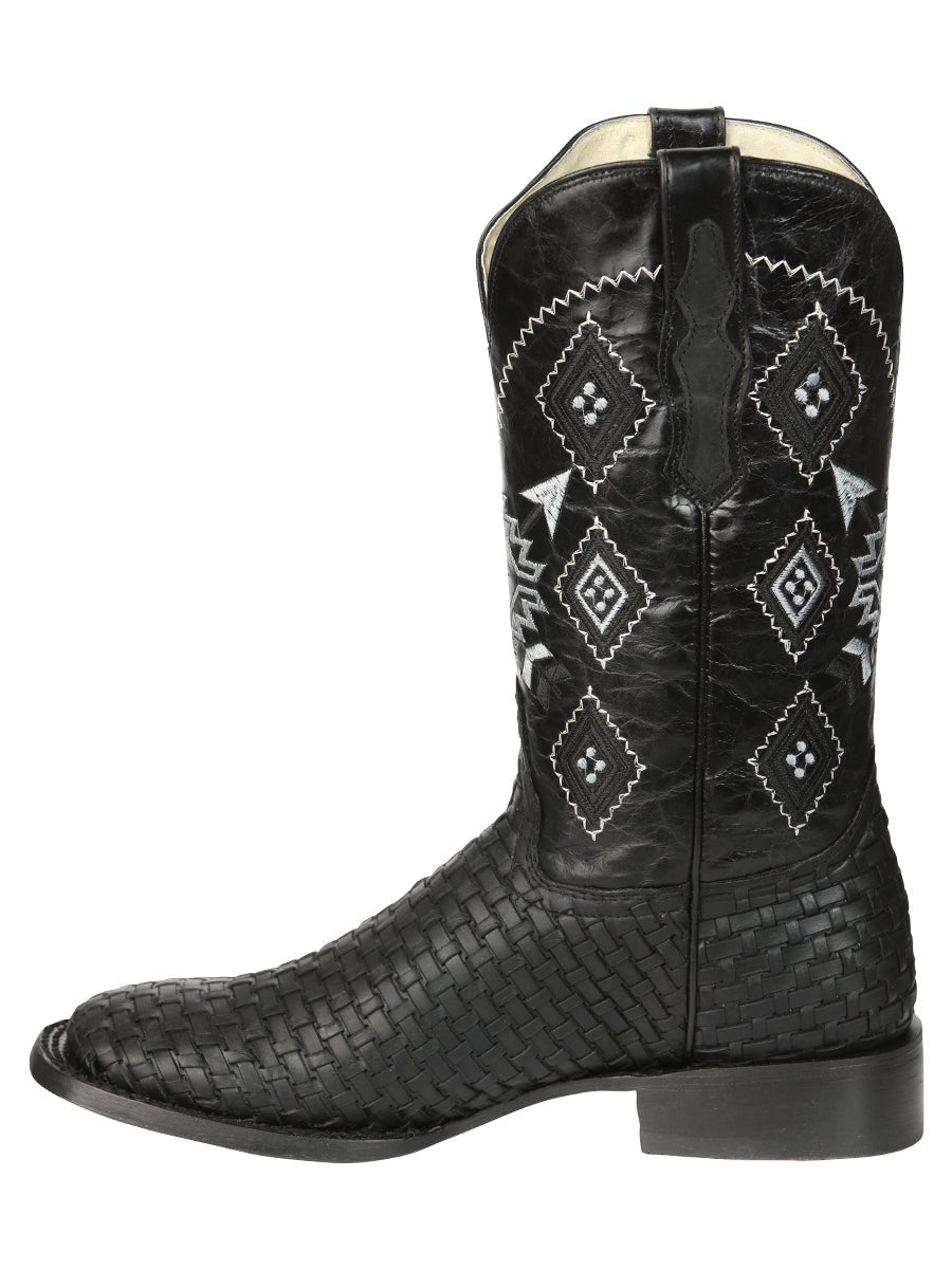 Men’s Black Petatillo Engraved on Cowhide Leather Rodeo Boots 'El General' 44884 - BELLEZA'S - Men’s Black Petatillo Engraved on Cowhide Leather Rodeo Boots 'El General' 44884 - Men's Boot - 04488401