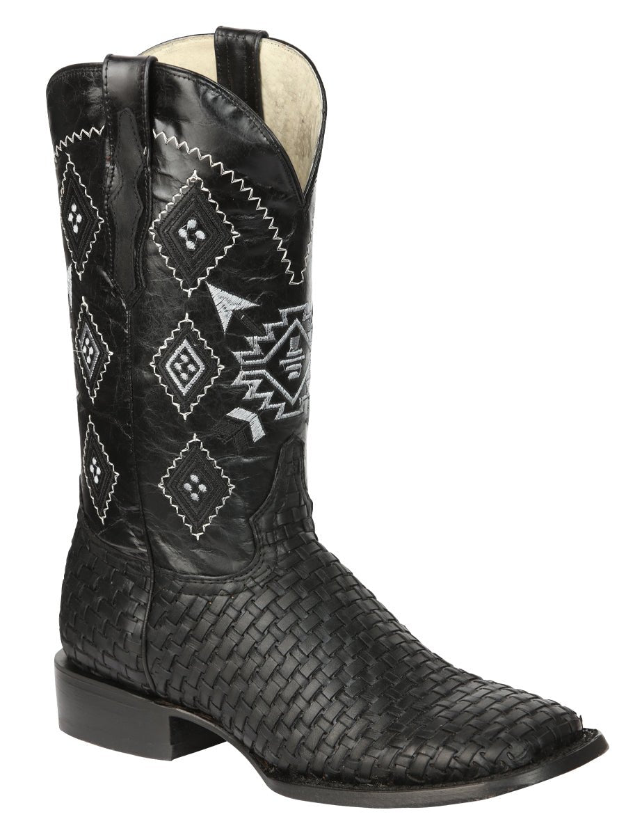 Men’s Black Petatillo Engraved on Cowhide Leather Rodeo Boots 'El General' 44884 - BELLEZA'S - Men’s Black Petatillo Engraved on Cowhide Leather Rodeo Boots 'El General' 44884 - Men's Boot - 04488401