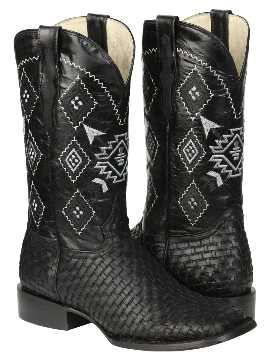 Men’s Black Petatillo Engraved on Cowhide Leather Rodeo Boots 'El General' 44884 - BELLEZA'S - Men’s Black Petatillo Engraved on Cowhide Leather Rodeo Boots 'El General' 44884 - Men's Boot - 04488401
