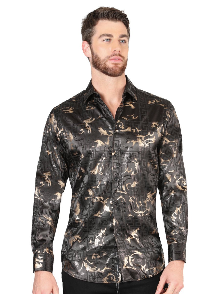 Men's Black Printed Long Sleeve Western Shirt 'El Señor de los Cielos' 44593 - BELLEZA'S - Men's Black Printed Long Sleeve Western Shirt 'El Señor de los Cielos' 44593 - Men's Shirt - 04459301