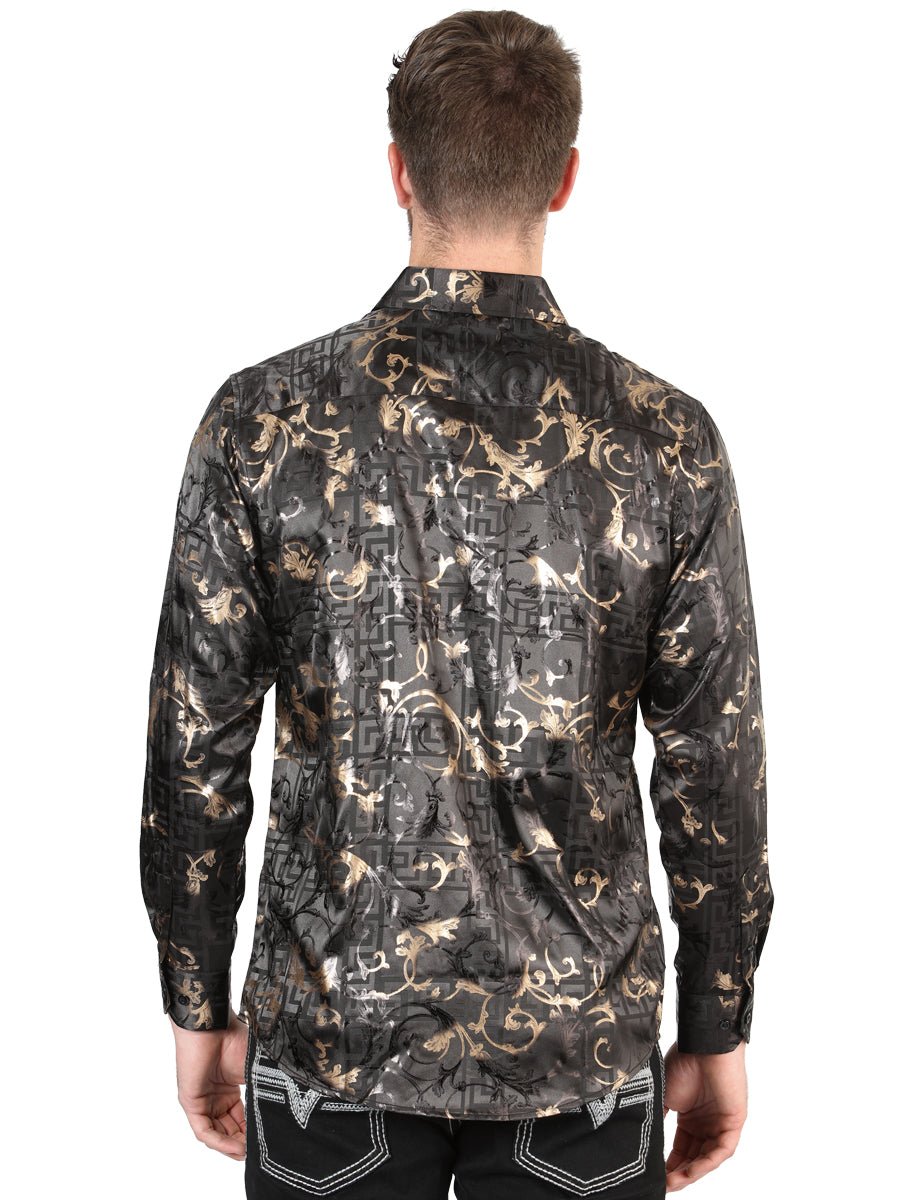 Men's Black Printed Long Sleeve Western Shirt 'El Señor de los Cielos' 44593 - BELLEZA'S - Men's Black Printed Long Sleeve Western Shirt 'El Señor de los Cielos' 44593 - Men's Shirt - 04459301