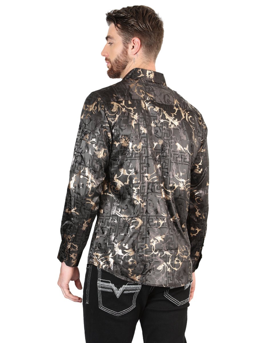 Men's Black Printed Long Sleeve Western Shirt 'El Señor de los Cielos' 44593 - BELLEZA'S - Men's Black Printed Long Sleeve Western Shirt 'El Señor de los Cielos' 44593 - Men's Shirt - 04459301