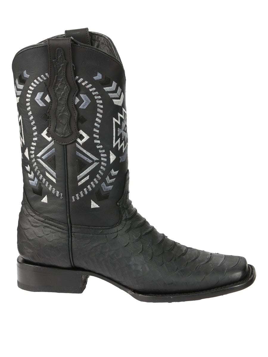 Men’s Black Python Imitation Rodeo Cowboy Boots 'El General' Black 45398 - BELLEZA'S - Men’s Black Python Imitation Rodeo Cowboy Boots 'El General' Black 45398 - Men's Boot - 04539801