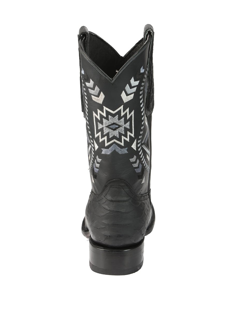 Men’s Black Python Imitation Rodeo Cowboy Boots 'El General' Black 45398 - BELLEZA'S - Men’s Black Python Imitation Rodeo Cowboy Boots 'El General' Black 45398 - Men's Boot - 04539801