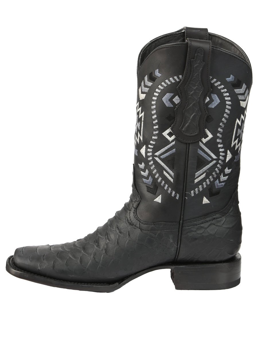 Men’s Black Python Imitation Rodeo Cowboy Boots 'El General' Black 45398 - BELLEZA'S - Men’s Black Python Imitation Rodeo Cowboy Boots 'El General' Black 45398 - Men's Boot - 04539801