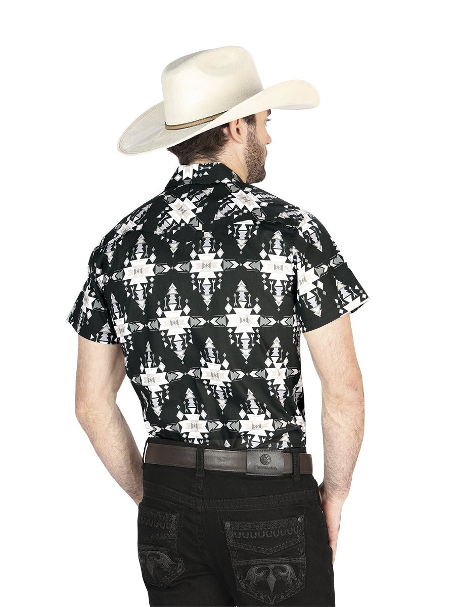 Men's Black Short Sleeve Shirt Western Cowboy El Señor De Los Cielos 44447 - BELLEZA'S - Men's Black Short Sleeve Shirt Western Cowboy El Señor De Los Cielos 44447 - Men's Shirt - 04444701