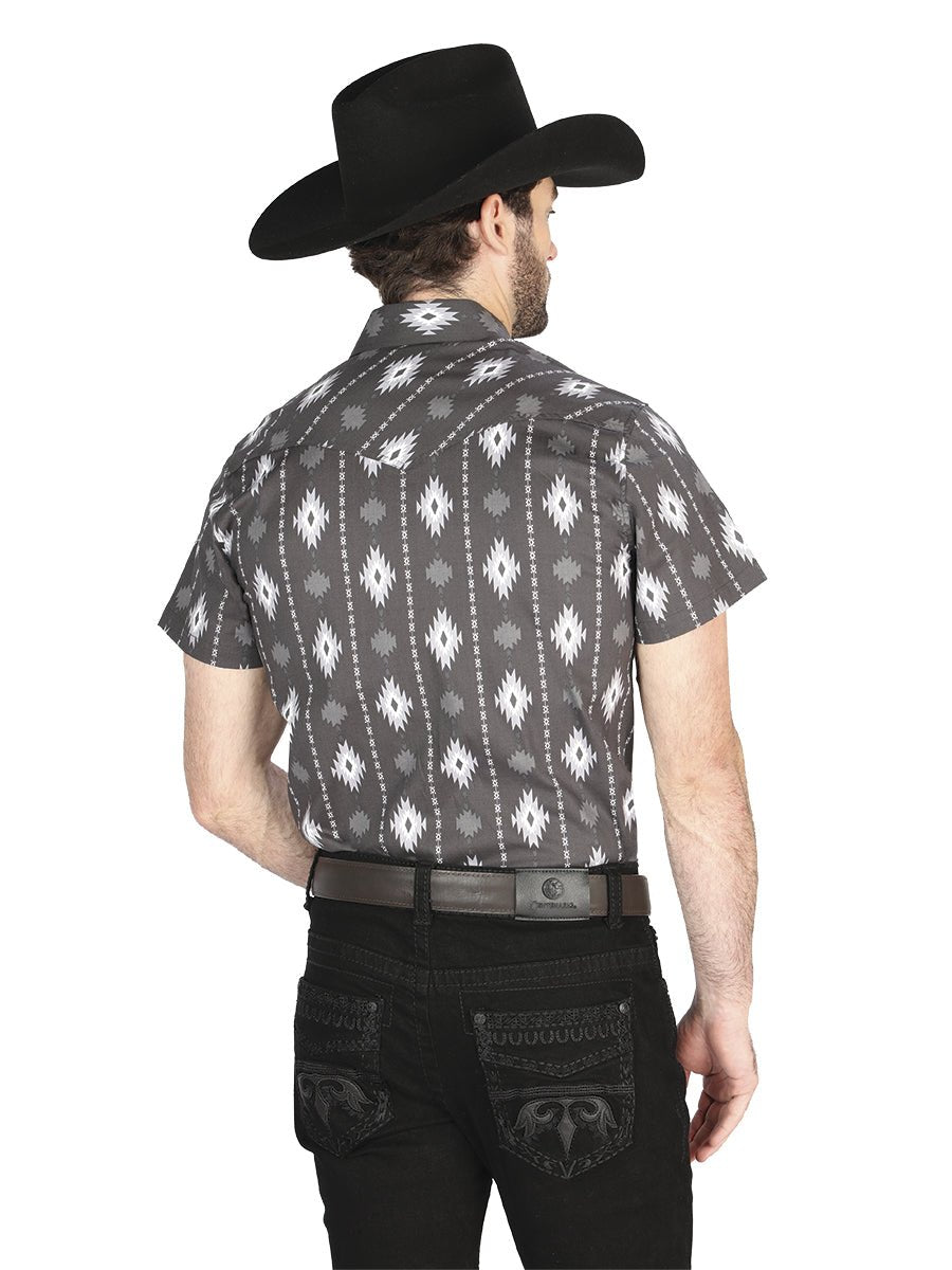 Men's Black Western Cowboy Short Sleeve Shirt El Señor De Los Cielos 44462 - BELLEZA'S - Men's Black Western Cowboy Short Sleeve Shirt El Señor De Los Cielos 44462 - Men's Shirt - 04446201