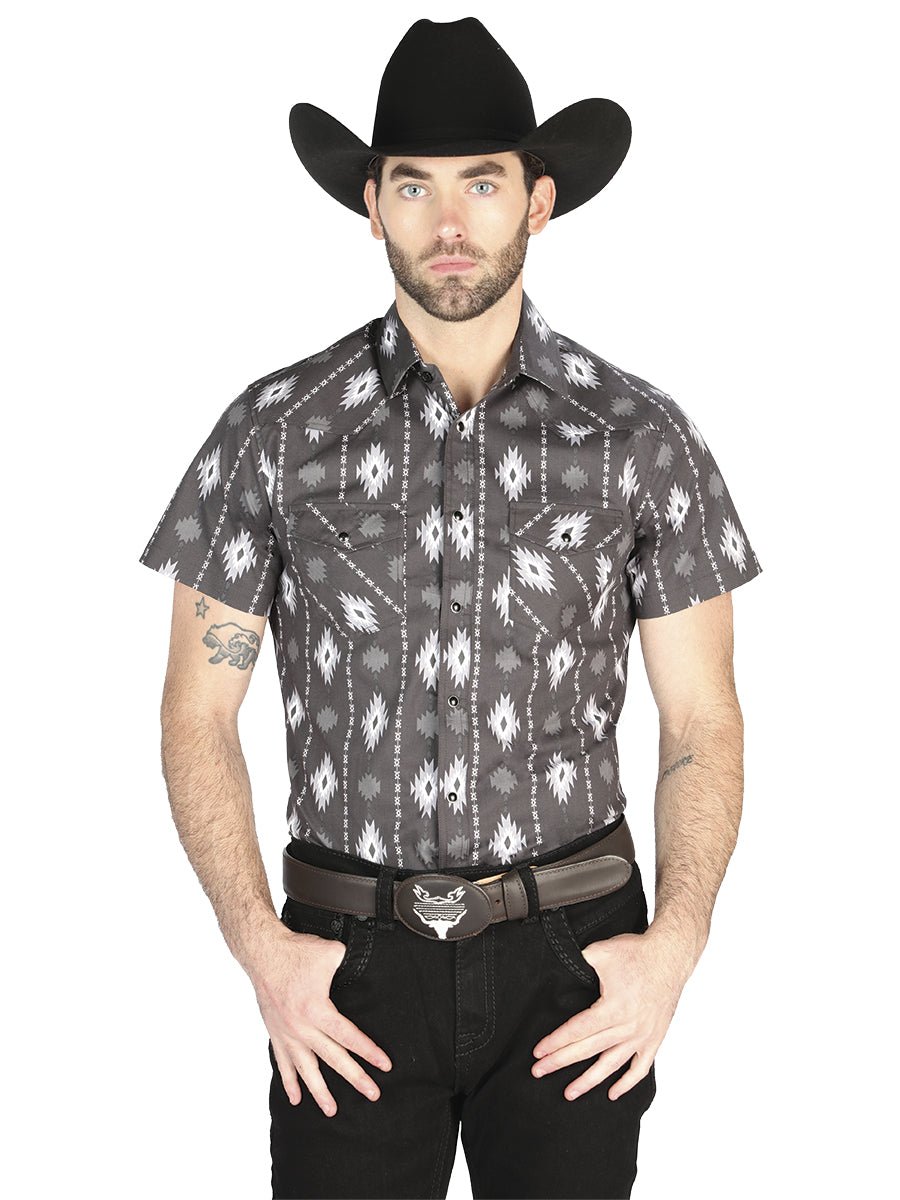 Men's Black Western Cowboy Short Sleeve Shirt El Señor De Los Cielos 44462 - BELLEZA'S - Men's Black Western Cowboy Short Sleeve Shirt El Señor De Los Cielos 44462 - Men's Shirt - 04446201
