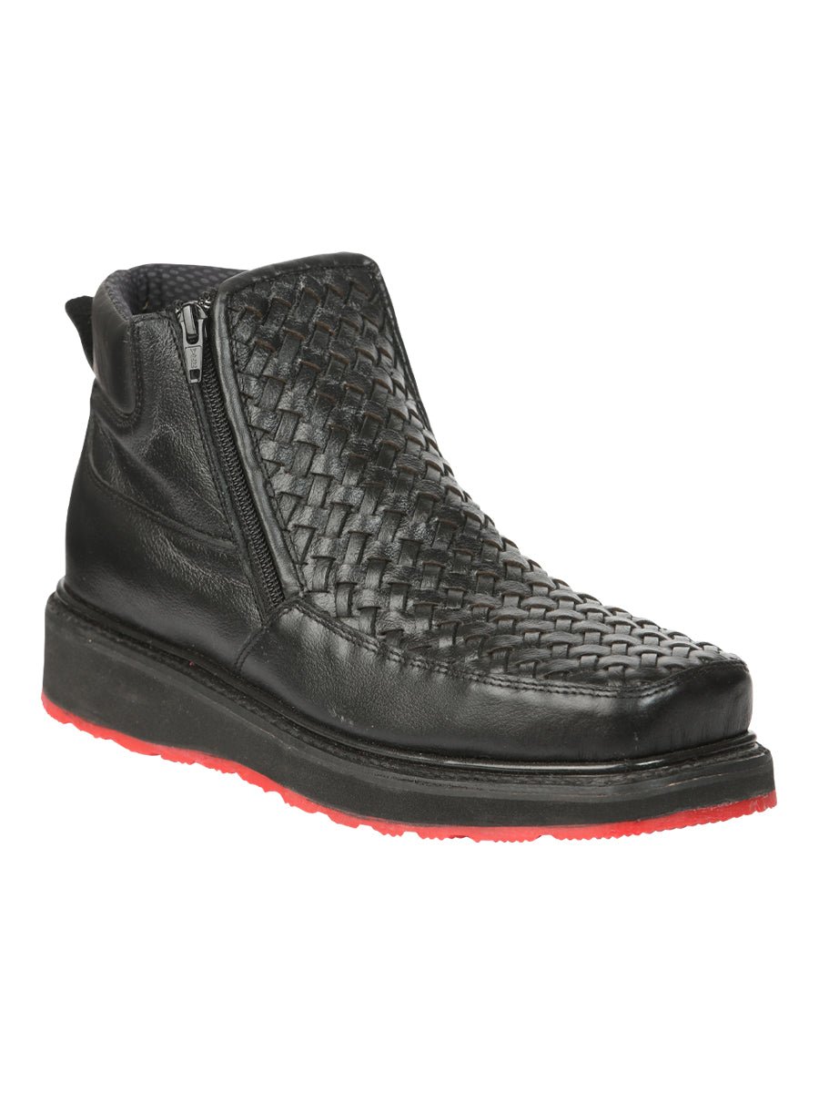 Men’s Black Woven Ankle Boots With Zipper El General Black 45183 - BELLEZA'S - Men’s Black Woven Ankle Boots With Zipper El General Black 45183 - Men's Ankle Boots - 04518301