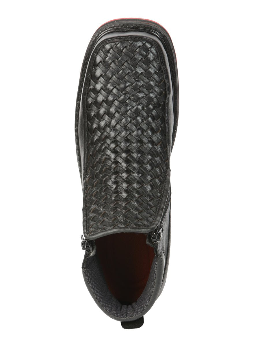 Men’s Black Woven Ankle Boots With Zipper El General Black 45183 - BELLEZA'S - Men’s Black Woven Ankle Boots With Zipper El General Black 45183 - Men's Ankle Boots - 04518301
