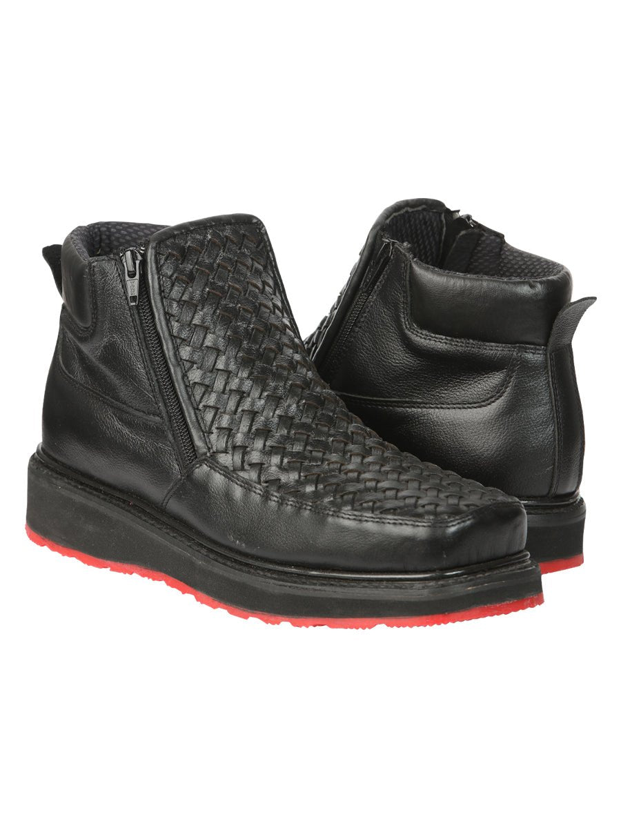 Men’s Black Woven Ankle Boots With Zipper El General Black 45183 - BELLEZA'S - Men’s Black Woven Ankle Boots With Zipper El General Black 45183 - Men's Ankle Boots - 04518301