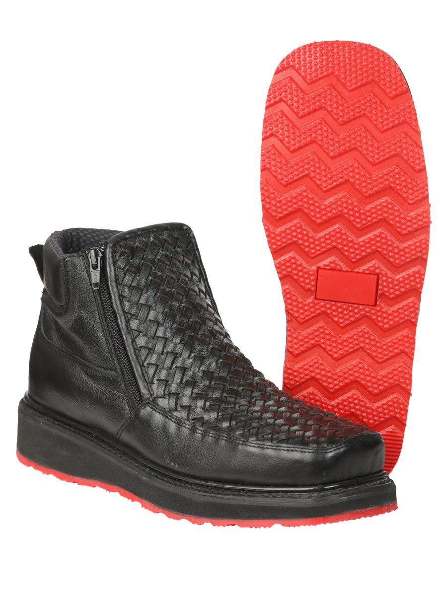 Men’s Black Woven Ankle Boots With Zipper El General Black 45183 - BELLEZA'S - Men’s Black Woven Ankle Boots With Zipper El General Black 45183 - Men's Ankle Boots - 04518301