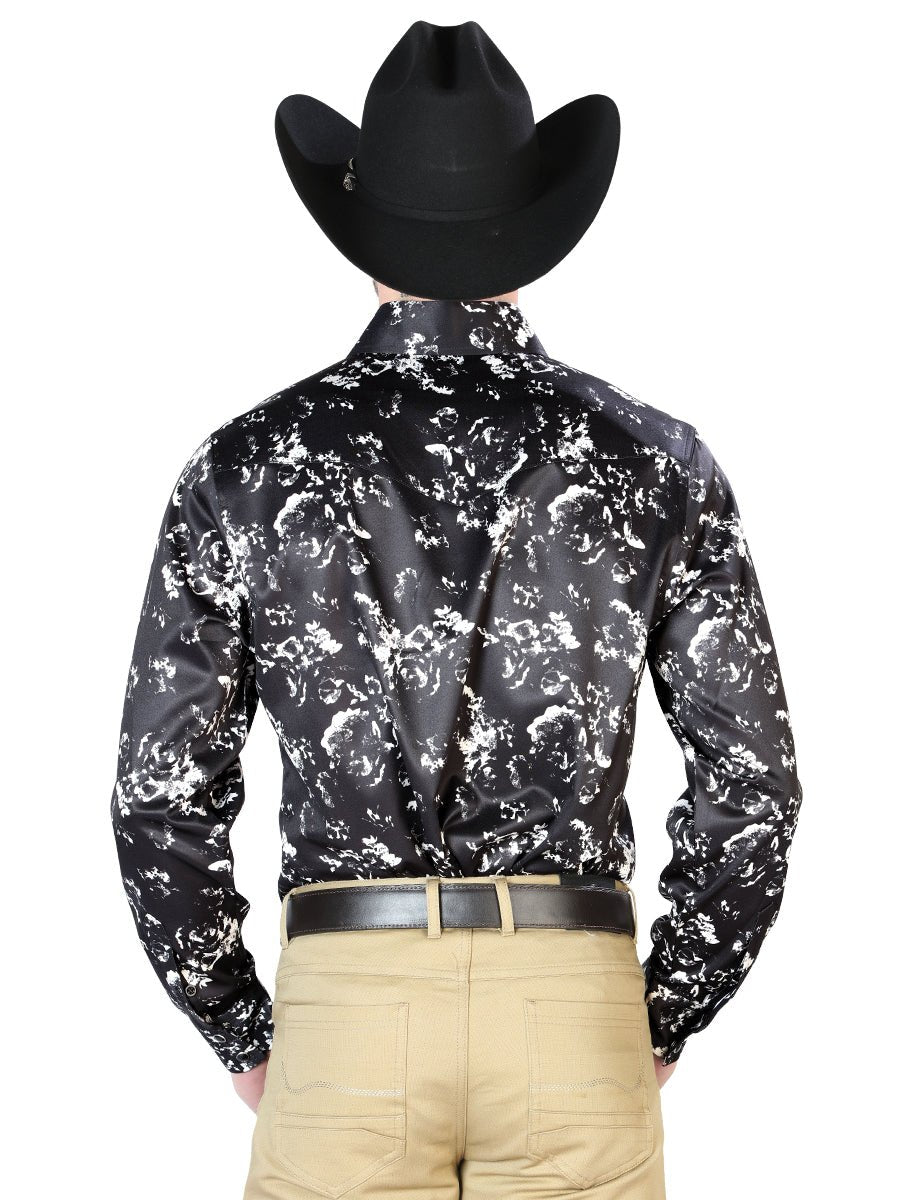 Men's Black/Beige Printed Long Sleeve Western Shirt 'El Señor de los Cielos' 43946 - BELLEZA'S - Men's Black/Beige Printed Long Sleeve Western Shirt 'El Señor de los Cielos' 43946 - Men's Shirt - 04394601