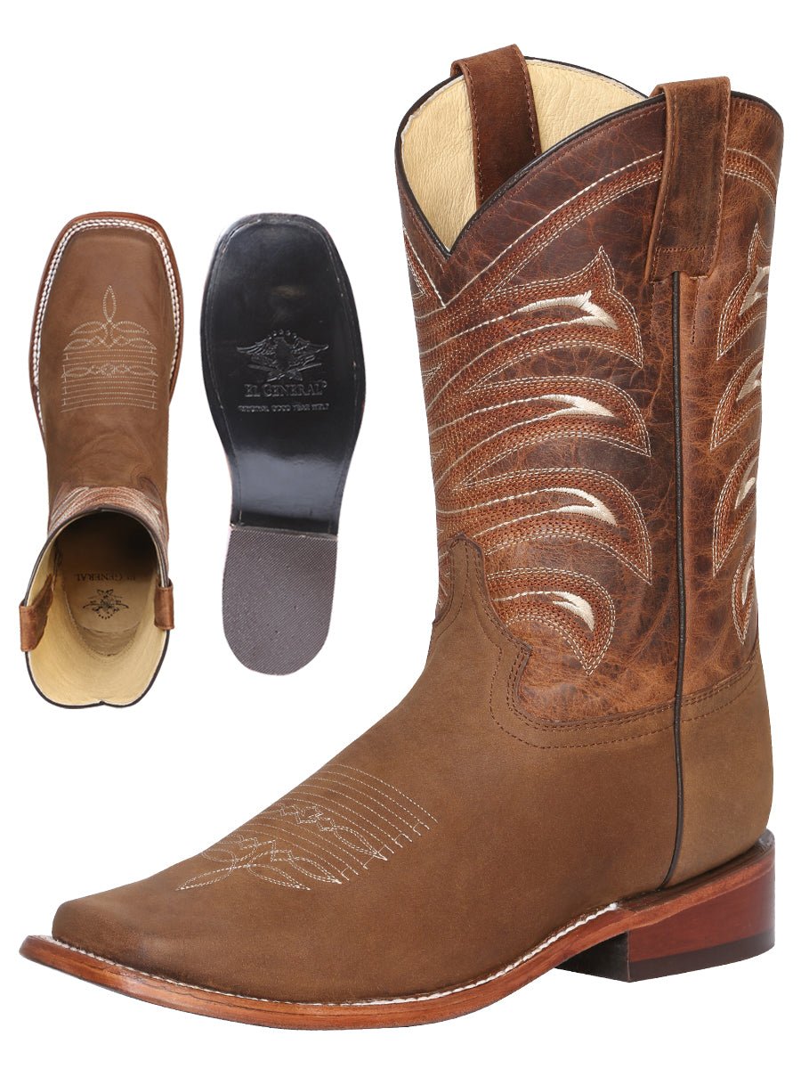 Men's Bovino Crazy Leather Classic Western Cowboy Rodeo Boots 'El General' Tan 42993 - BELLEZA'S - Men's Bovino Crazy Leather Classic Western Cowboy Rodeo Boots 'El General' Tan 42993 - Men's Boot - 04299301