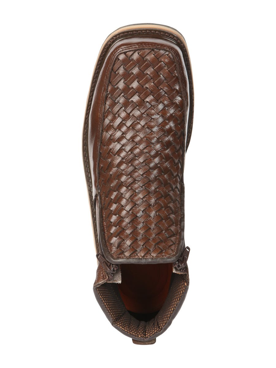 Men’s Brown Woven Ankle Boots With Zipper El General Brown 45184 - BELLEZA'S - Men’s Brown Woven Ankle Boots With Zipper El General Brown 45184 - Men's Ankle Boots - 04518401