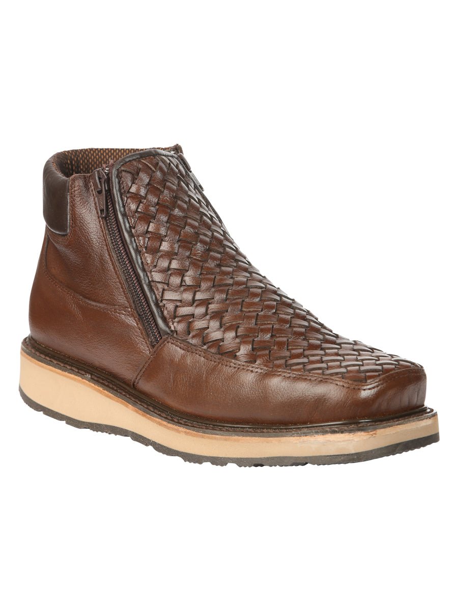 Men’s Brown Woven Ankle Boots With Zipper El General Brown 45184 - BELLEZA'S - Men’s Brown Woven Ankle Boots With Zipper El General Brown 45184 - Men's Ankle Boots - 04518401
