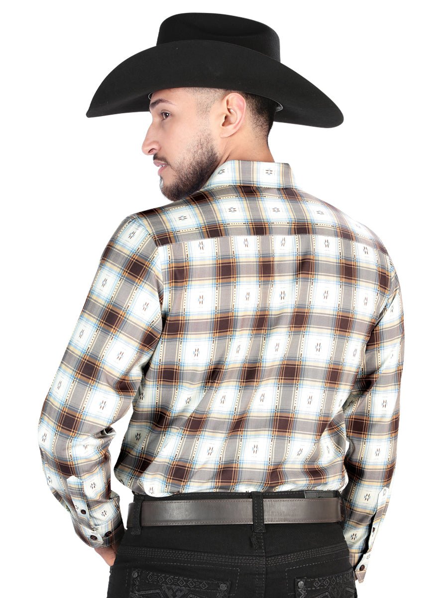 Men's Brown/Sand Printed Long Sleeve Western Shirt 'El Señor de los Cielos' 44700 - BELLEZA'S - Men's Brown/Sand Printed Long Sleeve Western Shirt 'El Señor de los Cielos' 44700 - Men's Shirt - 04470001