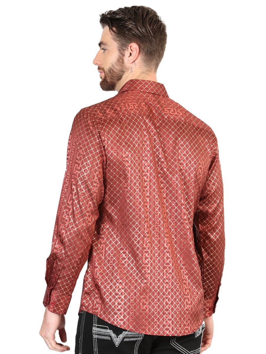 Men's Burgundy Printed Long Sleeve Western Shirt 'El Señor de los Cielos' 44552 - BELLEZA'S - Men's Burgundy Printed Long Sleeve Western Shirt 'El Señor de los Cielos' 44552 - Men's Shirt - 04455201