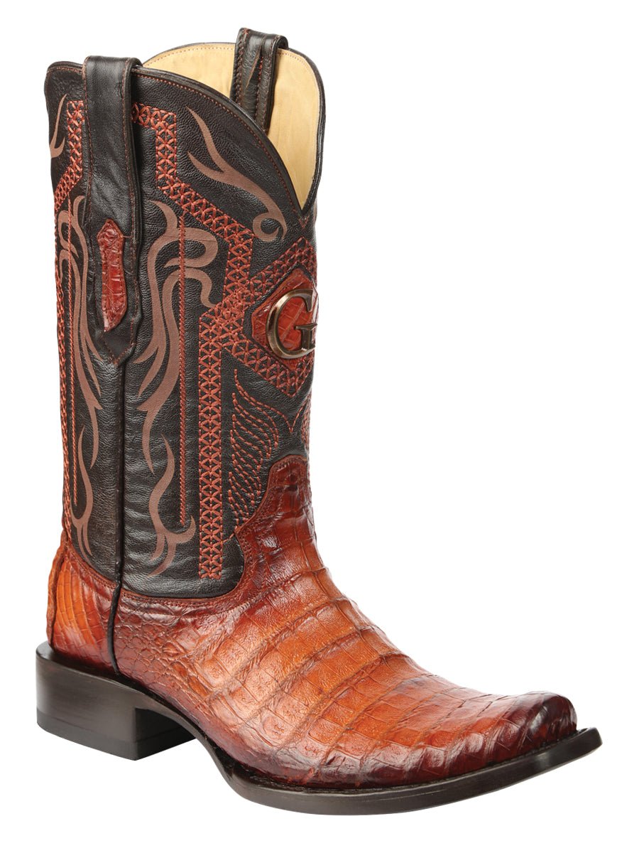 Men's Caiman Belly Original Exotic Cowboy Boots 'El General' Cognac 45520 - BELLEZA'S - Men's Caiman Belly Original Exotic Cowboy Boots 'El General' Cognac 45520 - Men's Boot - 04552001