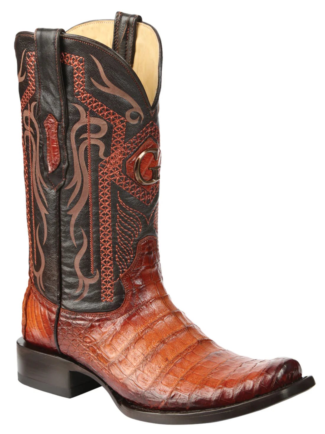 Men's Caiman Belly Original Exotic Cowboy Boots 'El General' Cognac 45520 - BELLEZA'S - Men's Caiman Belly Original Exotic Cowboy Boots 'El General' Cognac 45520 - Men's Boot - 04552001