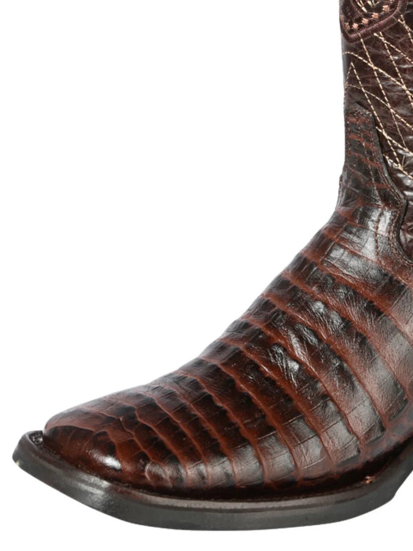 Men's Caiman Belly Printed Cow Leather Rodeo Cowboy Boots 'El General' Brown 44672 - BELLEZA'S - Men's Caiman Belly Printed Cow Leather Rodeo Cowboy Boots 'El General' Brown 44672 - Men's Boot - 04467201