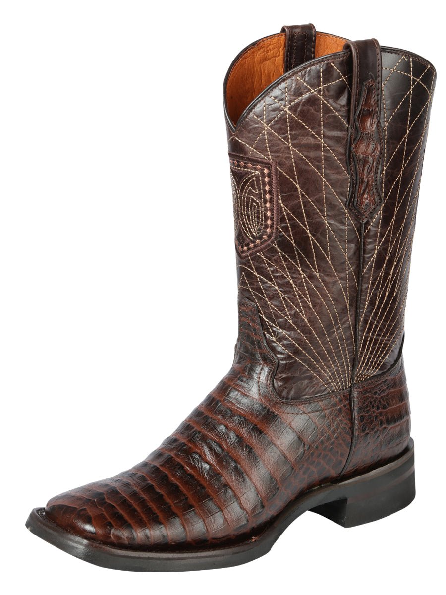 Men's Caiman Belly Printed Cow Leather Rodeo Cowboy Boots 'El General' Brown 44672 - BELLEZA'S - Men's Caiman Belly Printed Cow Leather Rodeo Cowboy Boots 'El General' Brown 44672 - Men's Boot - 04467201