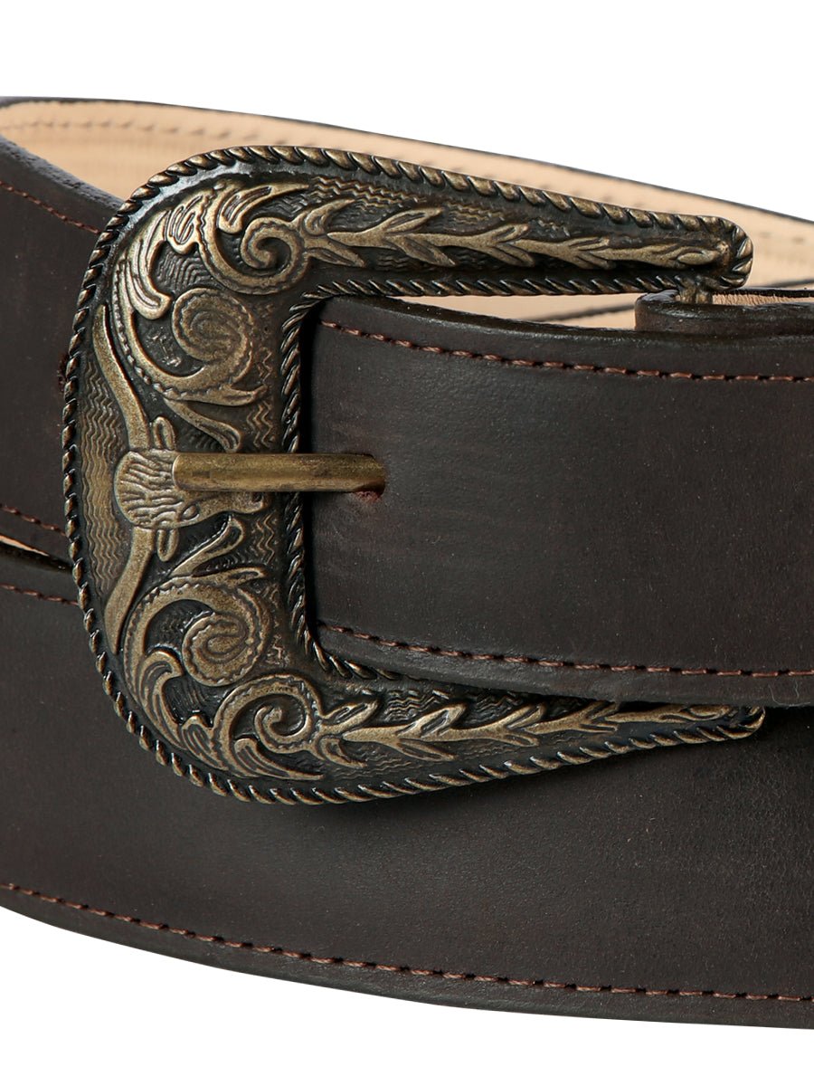 Men's Cowboy Belt With Oval Buckle 'El General' Crazy Brown 44660 - BELLEZA'S - Men's Cowboy Belt With Oval Buckle 'El General' Crazy Brown 44660 - Men's Belts - 04466001