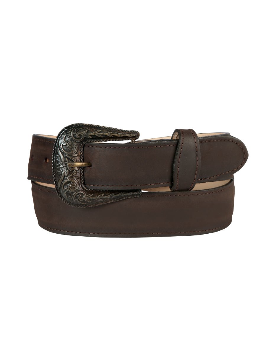 Men's Cowboy Belt With Oval Buckle 'El General' Shoulder Brown 44659 - BELLEZA'S - Men's Cowboy Belt With Oval Buckle 'El General' Shoulder Brown 44659 - Men's Belts - 04465901