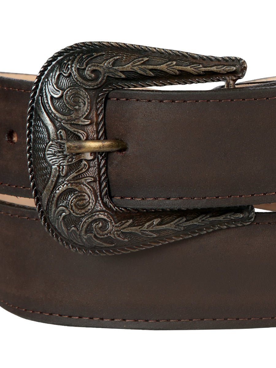 Men's Cowboy Belt With Oval Buckle 'El General' Shoulder Brown 44659 - BELLEZA'S - Men's Cowboy Belt With Oval Buckle 'El General' Shoulder Brown 44659 - Men's Belts - 04465901