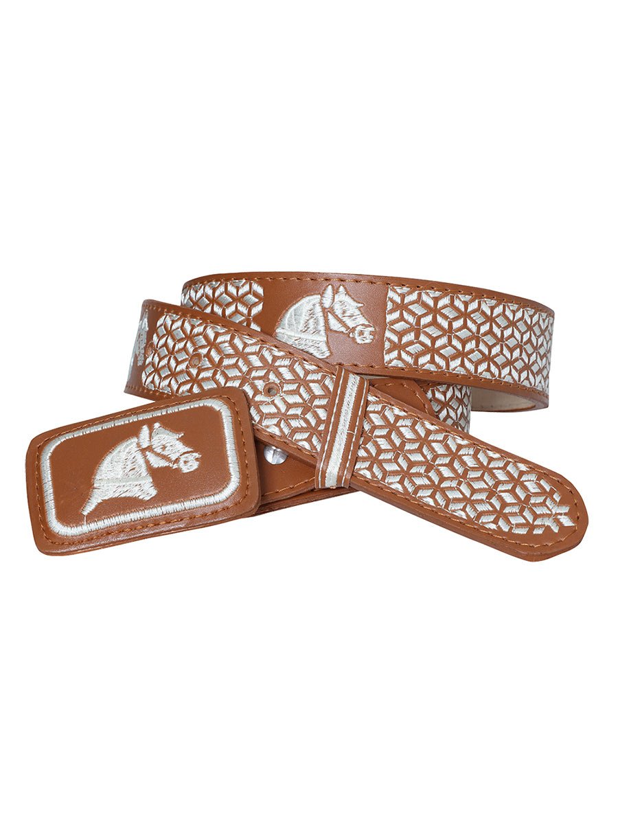 Men's Cowhide Leather Horses Embroidered Cowboy Belt 'El Señor De Los Cielos' 41689 - BELLEZA'S - Men's Cowhide Leather Horses Embroidered Cowboy Belt 'El Señor De Los Cielos' 41689 - Men's Belts - 04168901