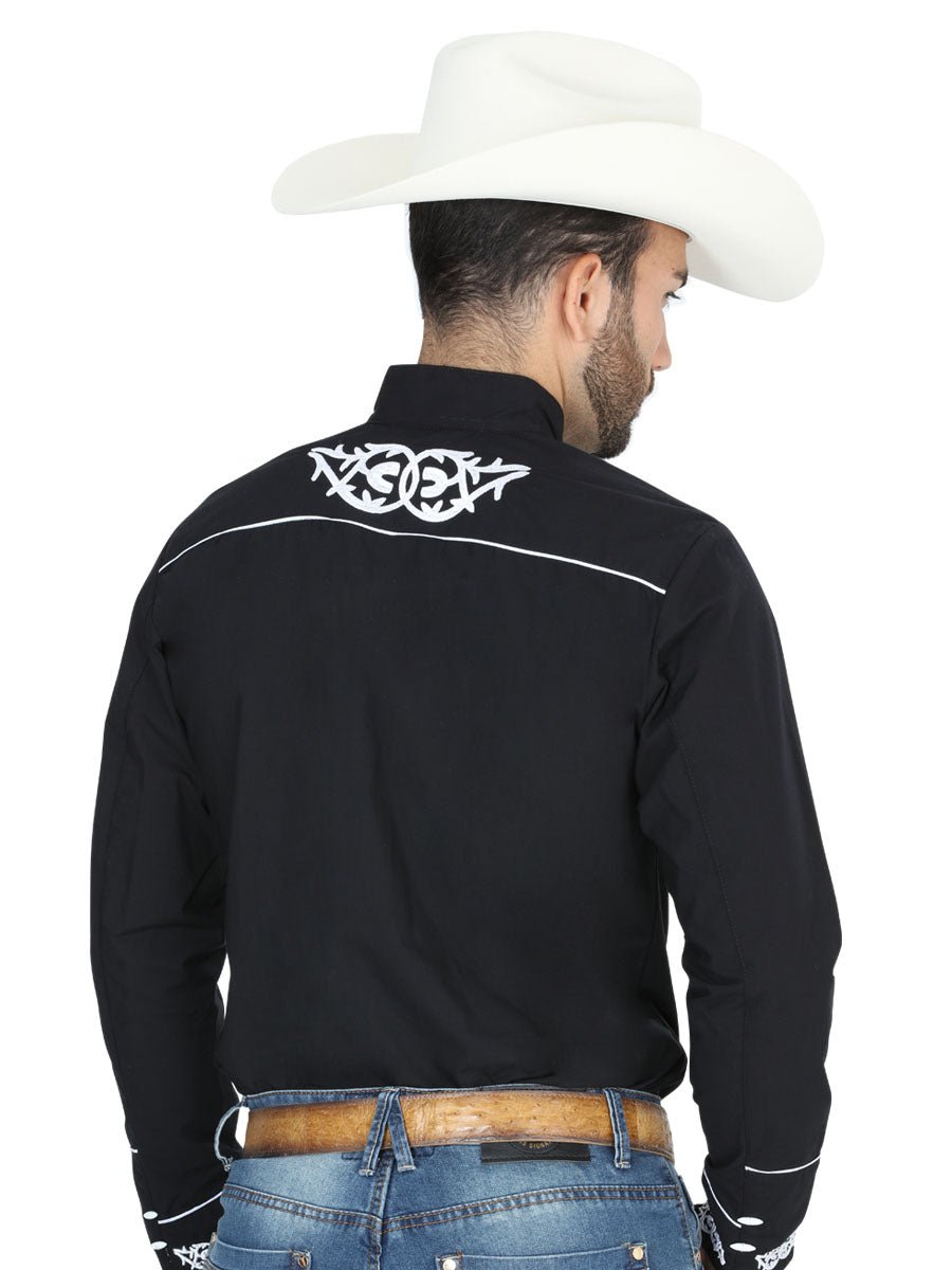 Mens El Señor de los Cielos Charro Embroidery Shirt Black/White 40782 - BELLEZA'S - Mens El Señor de los Cielos Charro Embroidery Shirt Black/White 40782 - CABALLERO - 04078201