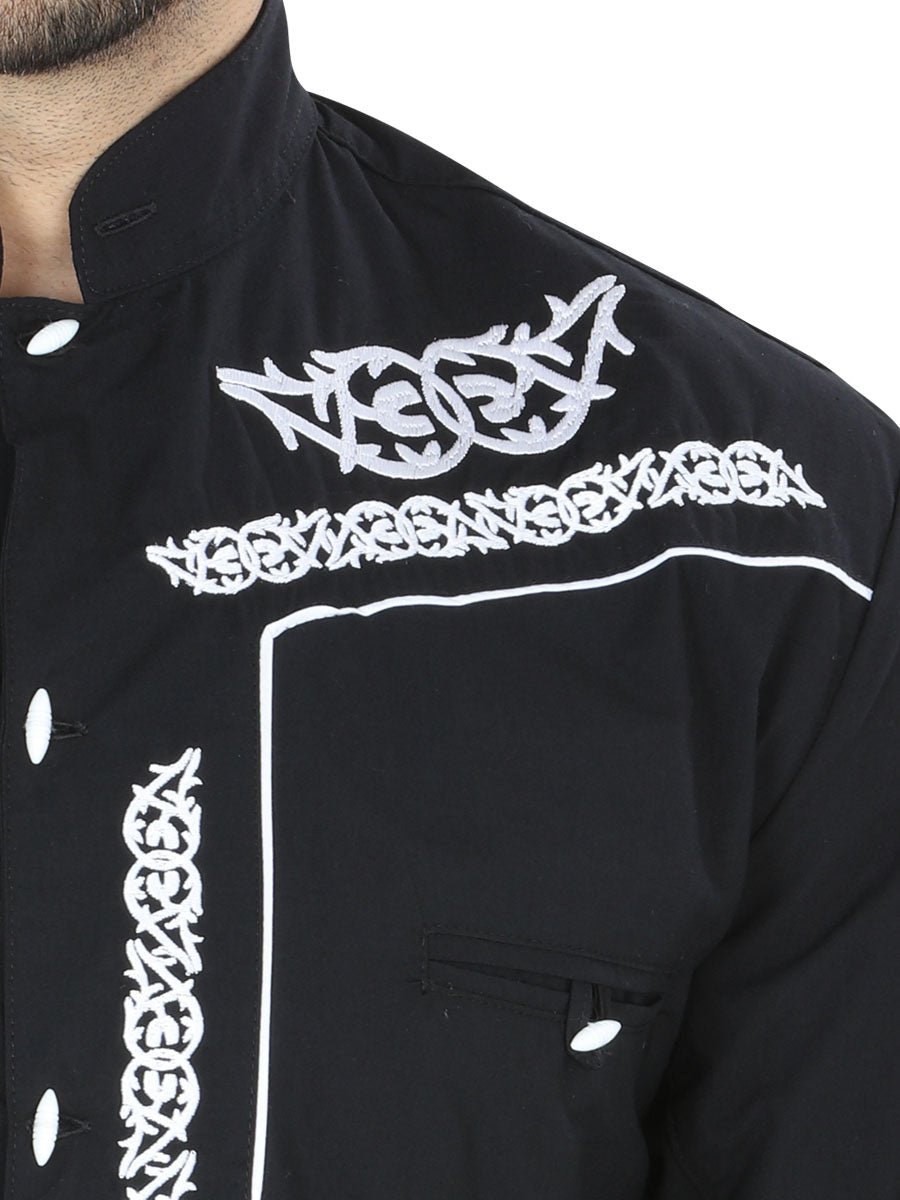 Mens El Señor de los Cielos Charro Embroidery Shirt Black/White 40782 - BELLEZA'S - Mens El Señor de los Cielos Charro Embroidery Shirt Black/White 40782 - CABALLERO - 04078201