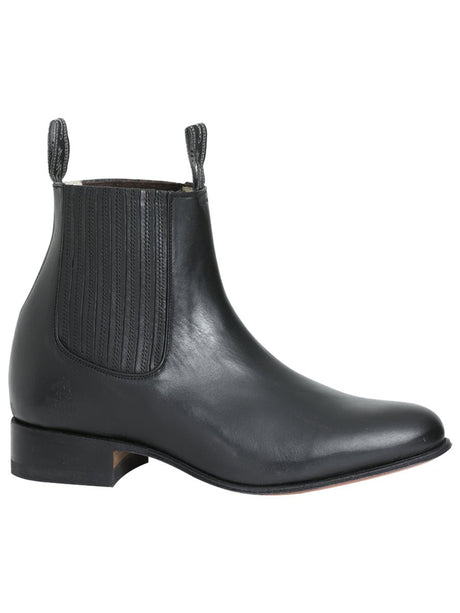 Men's Genuine Leather Classic Charro Boots 'El Canelo' Atlas Black Color 232 - BELLEZA'S - Men's Genuine Leather Classic Charro Boots 'El Canelo' Atlas Black Color 232 - Men's Ankle Boots - 00023201