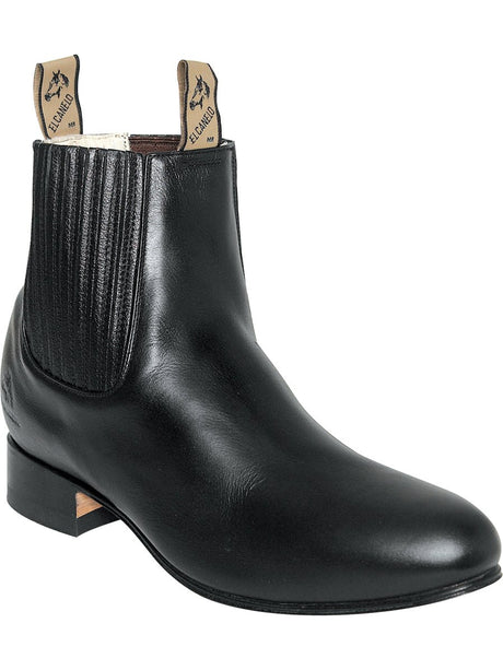 Men's Genuine Leather Classic Charro Boots 'El Canelo' Atlas Black Color 232 - BELLEZA'S - Men's Genuine Leather Classic Charro Boots 'El Canelo' Atlas Black Color 232 - Men's Ankle Boots - 00023201