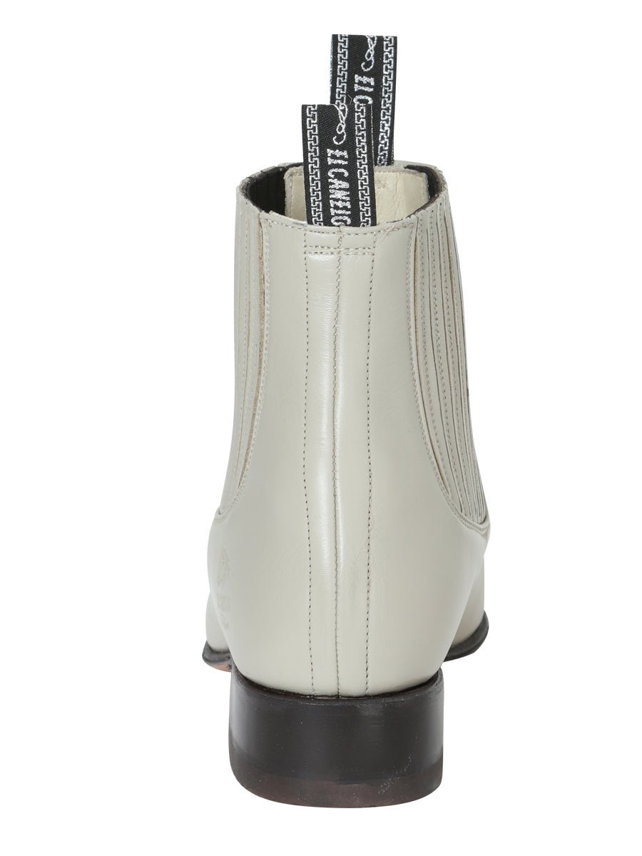 Men's Genuine Leather Classic Pull - On Chelsea Charro Ankle Boots 'El Canelo' Oyster 233 - BELLEZA'S - Men's Genuine Leather Classic Pull - On Chelsea Charro Ankle Boots 'El Canelo' Oyster 233 - Men's Ankle Boots - 00023301