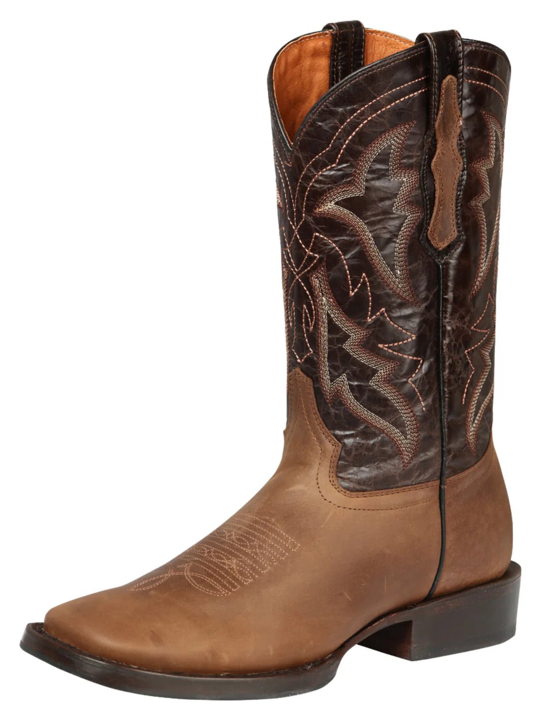 Men's Genuine Leather Classic Western Cowboy Boots 'El General' Brown 44859 - BELLEZA'S - Men's Genuine Leather Classic Western Cowboy Boots 'El General' Brown 44859 - Men's Boot - 04485901