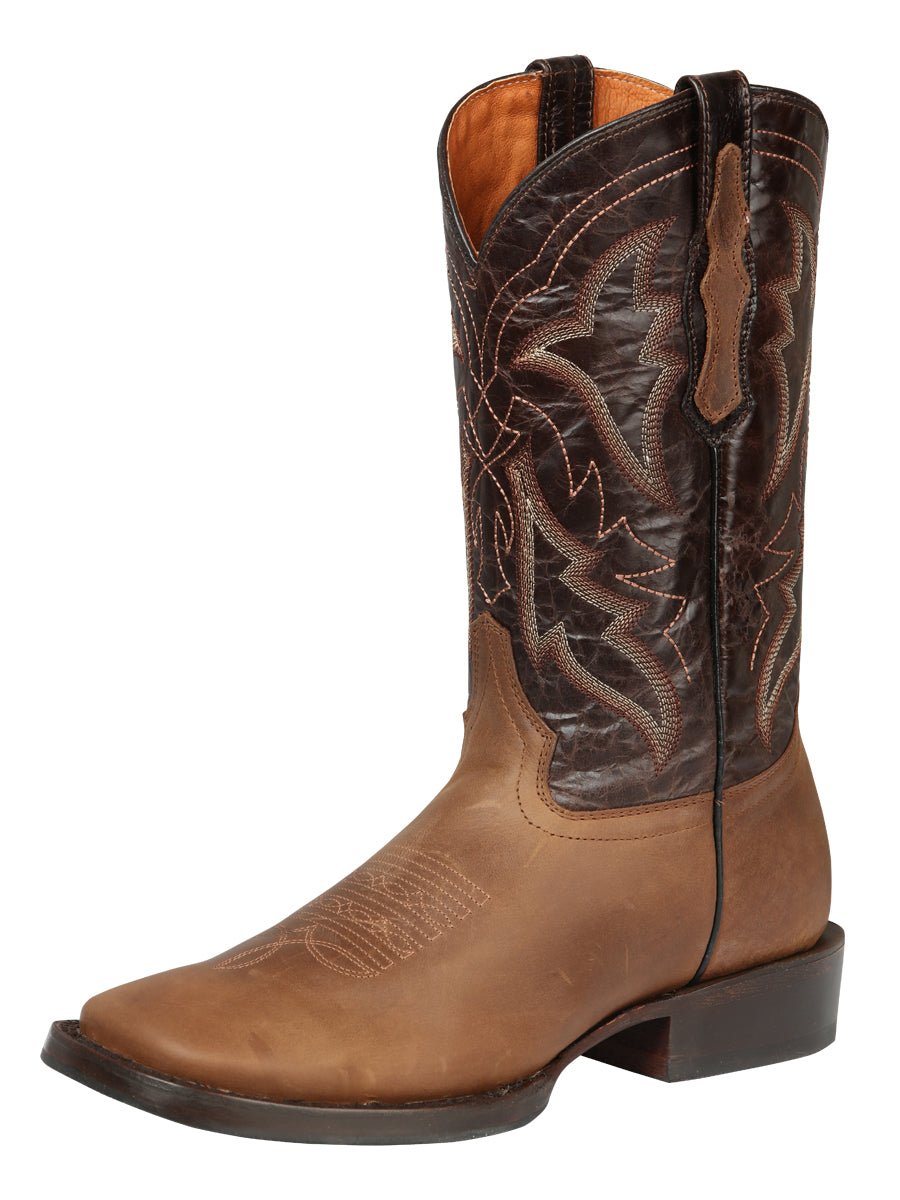 Men's Genuine Leather Classic Western Cowboy Boots 'El General' Brown 44859 - BELLEZA'S - Men's Genuine Leather Classic Western Cowboy Boots 'El General' Brown 44859 - Men's Boot - 04485901