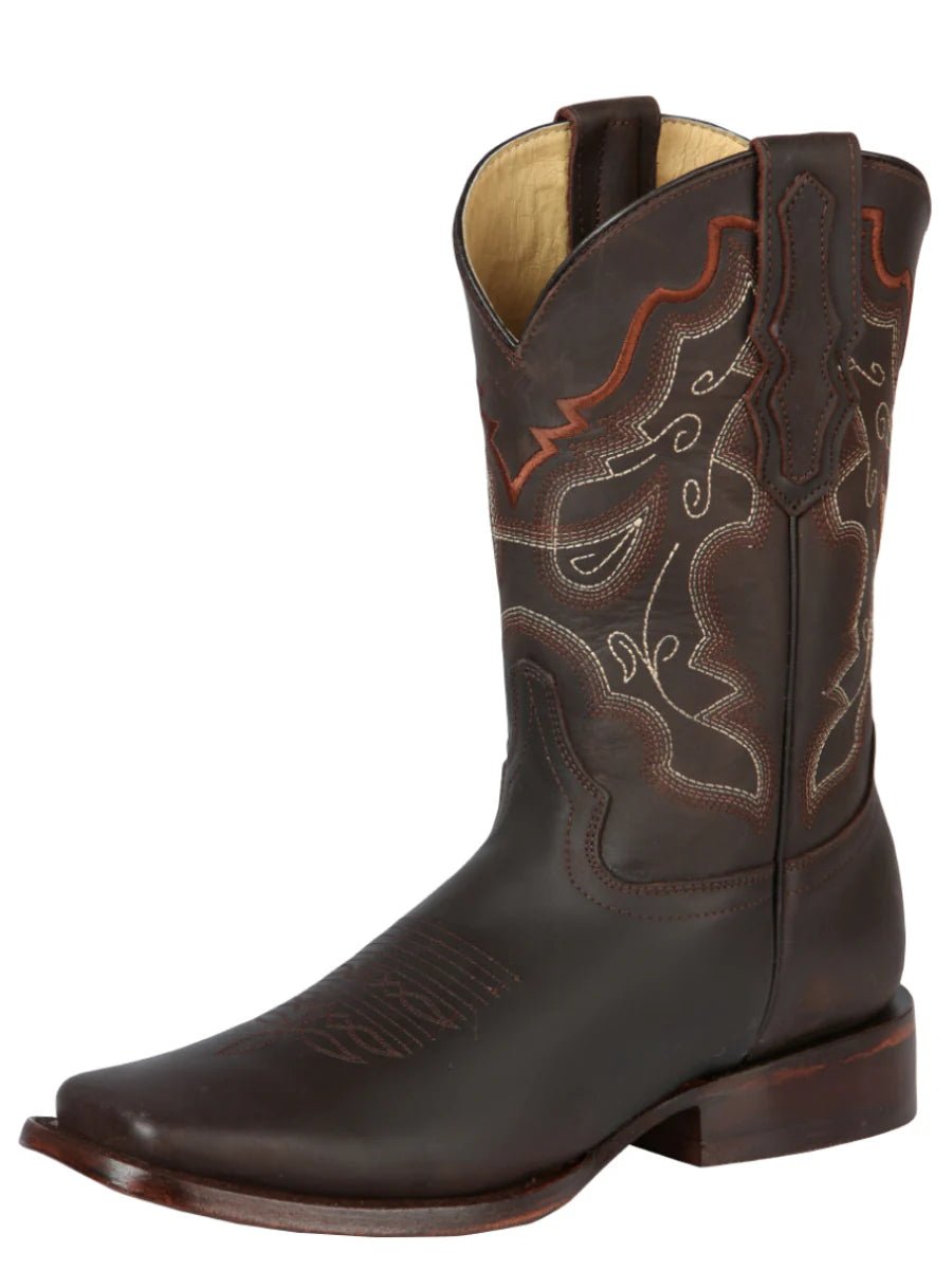 Men's Genuine Leather Classic Western Rodeo Cowboy Boots 'El General' Brown 44656 - BELLEZA'S - Men's Genuine Leather Classic Western Rodeo Cowboy Boots 'El General' Brown 44656 - Men's Boot - 04465601