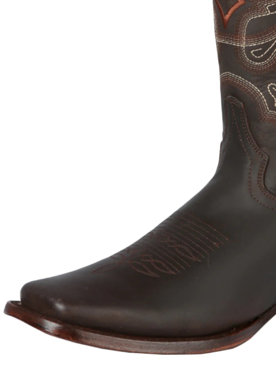 Men's Genuine Leather Classic Western Rodeo Cowboy Boots 'El General' Brown 44656 - BELLEZA'S - Men's Genuine Leather Classic Western Rodeo Cowboy Boots 'El General' Brown 44656 - Men's Boot - 04465601