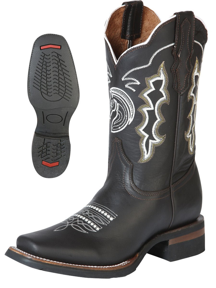 Men's Genuine Leather Embroidered Design Rodeo Cowboy Boots 'El General' 51114 - BELLEZA'S - Men's Genuine Leather Embroidered Design Rodeo Cowboy Boots 'El General' 51114 - Men's Boot - 05111401