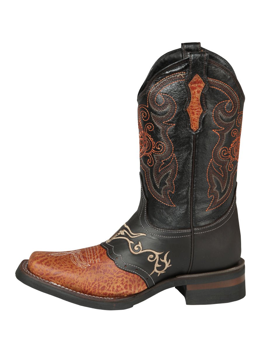 Men's Genuine Leather Embroidered Saddle Western Cowboy Boots 'El General' 40667 - BELLEZA'S - Men's Genuine Leather Embroidered Saddle Western Cowboy Boots 'El General' 40667 - Men's Boot - 04066701