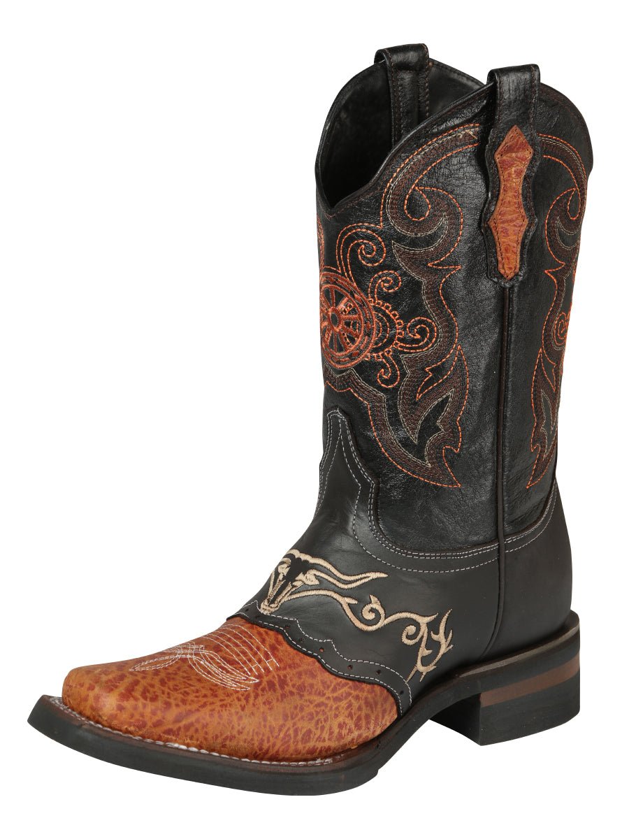 Men's Genuine Leather Embroidered Saddle Western Cowboy Boots 'El General' 40667 - BELLEZA'S - Men's Genuine Leather Embroidered Saddle Western Cowboy Boots 'El General' 40667 - Men's Boot - 04066701