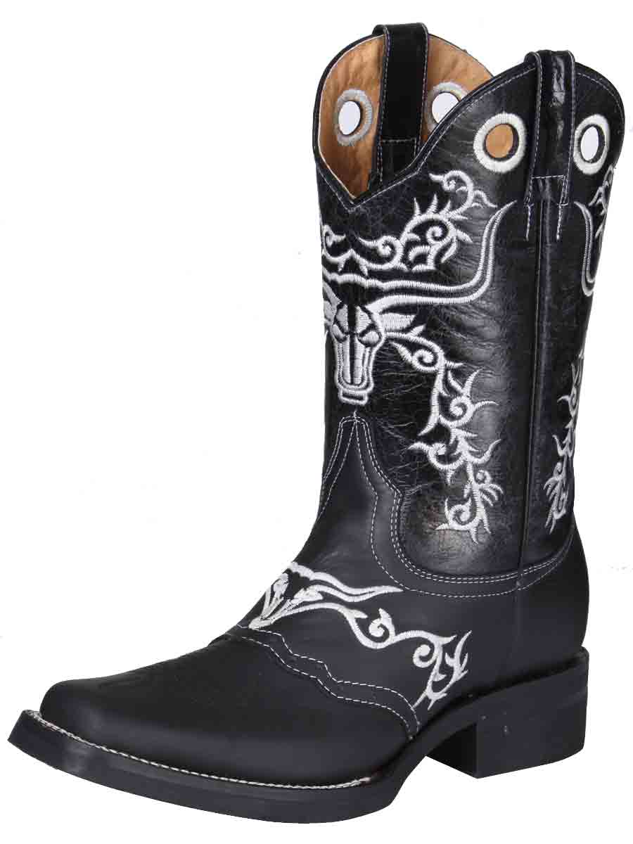 Men's Genuine Leather Embroidered Saddle Western Rodeo Cowboy Boots 'El General' 34313 - BELLEZA'S - Men's Genuine Leather Embroidered Saddle Western Rodeo Cowboy Boots 'El General' 34313 - Men's Boot - 03431301