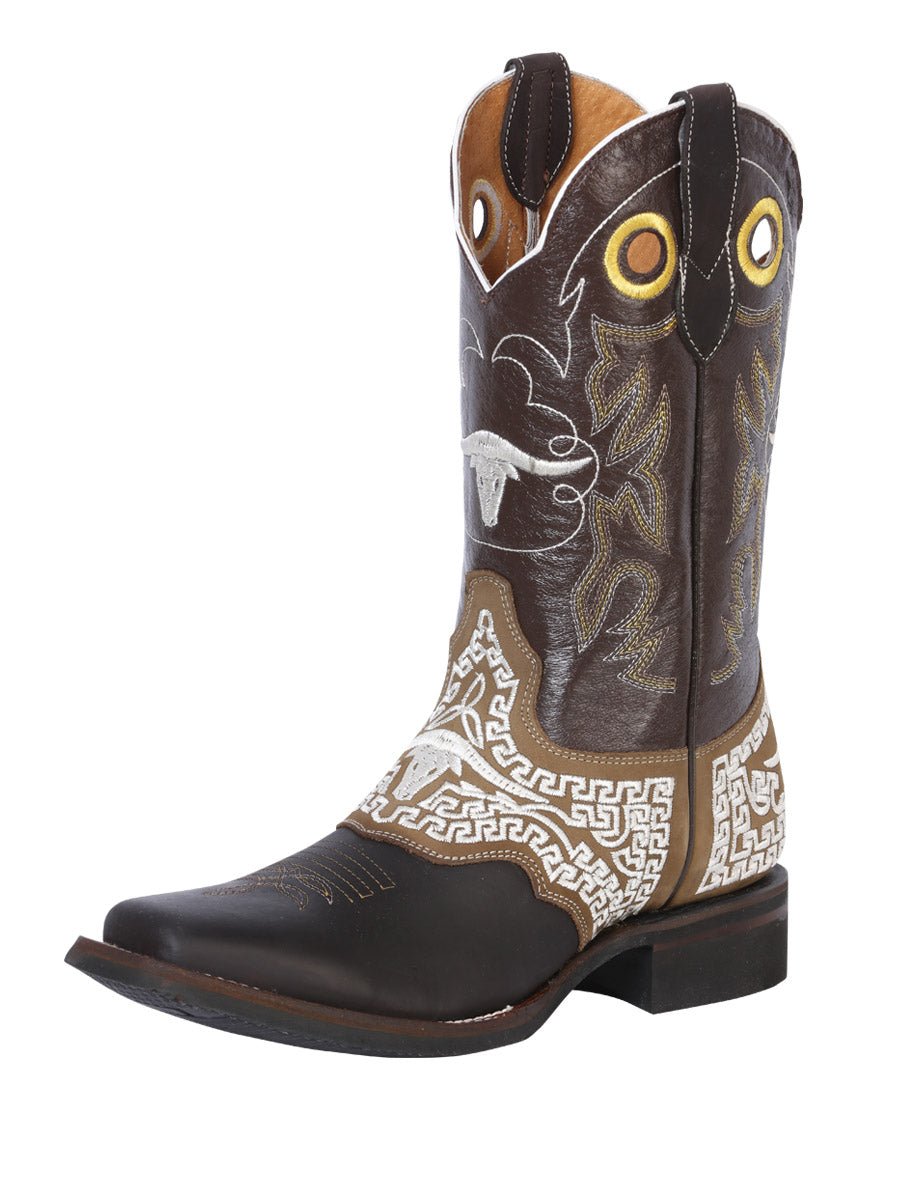 Men's Genuine Leather Embroidered Western Rodeo Cowboy Boots 'El General' Choco 33309 - BELLEZA'S - Men's Genuine Leather Embroidered Western Rodeo Cowboy Boots 'El General' Choco 33309 - Men's Boot - 03330901