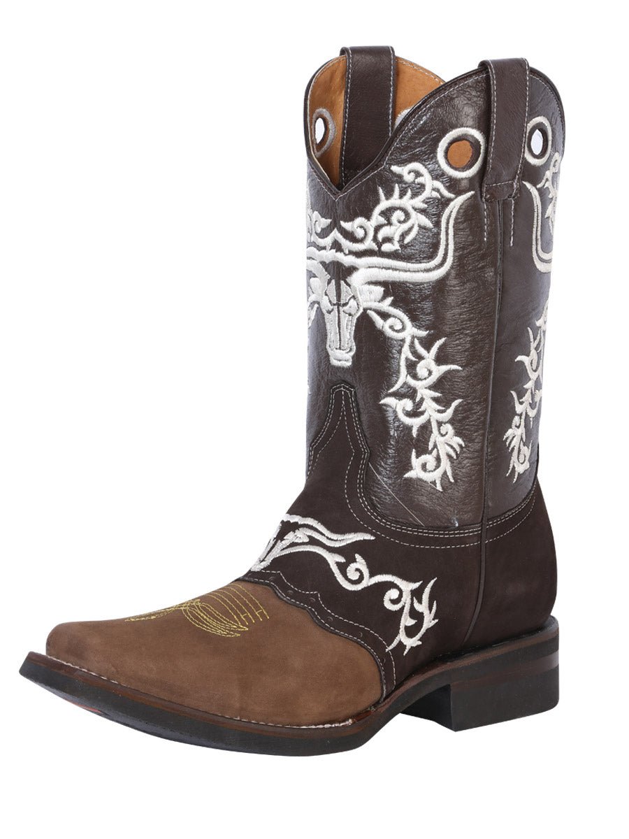 Men's Genuine Leather Embroidered Western Rodeo Cowboy Boots 'El General' Choco 34311 - BELLEZA'S - Men's Genuine Leather Embroidered Western Rodeo Cowboy Boots 'El General' Choco 34311 - Men's Boot - 03431101